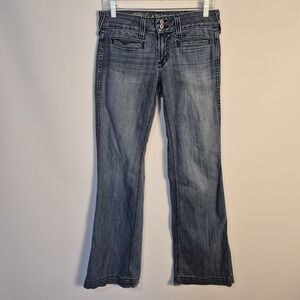 ARIAT Women Trouser 27L Bootcut Stretch Blue Frayed Hem